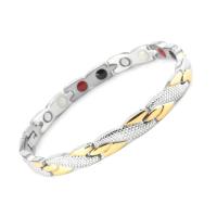 Acier titane bracelet, avec Aimant, Placage, pour homme, deux couleurs différentes Environ 8.46 pouce, Vendu par PC