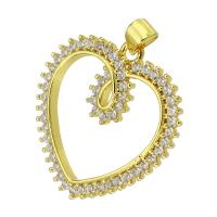 Cubic Zirconia Micro Pave Brass Pendant, Heart, gold color plated, micro pave cubic zirconia & hollow Approx 4mm 