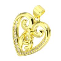 Cubic Zirconia Micro Pave Brass Pendant, Heart, gold color plated, micro pave cubic zirconia & hollow Approx 3mm 