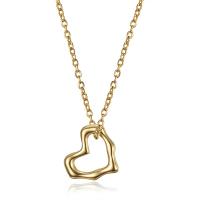 Collar de la joyería de titanio, Partículas de acero, Corazón, chapado, para mujer, dorado, longitud:41 cm, Vendido por UD