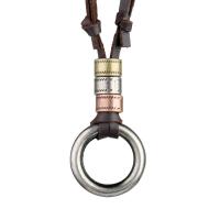 Chaîne en alliage de zinc de fer Collier Pull, avec cordon en cuir, Placage, bijoux de mode & unisexe, plus de couleurs à choisir cm, Vendu par PC