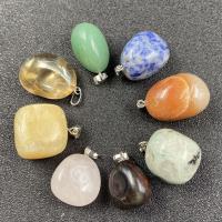 Gemstone Jewelry Pendant, Natural Stone, with Plastic, polished, Paper box package & Unisex, mixed colors 