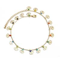 Bracelets Bijoux en verre, laiton, avec perles de rocaille en verre, avec 2.17 chaînes de rallonge, Placage de couleur d'or, bijoux de mode, doré .65 pouce, Vendu par PC