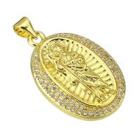 Cubic Zirconia Micro Pave Brass Pendant, gold color plated, micro pave cubic zirconia Approx 4mm 