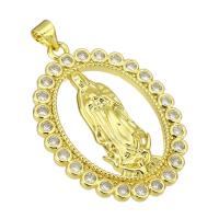 Cubic Zirconia Micro Pave Brass Pendant, gold color plated, micro pave cubic zirconia & hollow Approx 4mm 