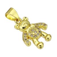 Cubic Zirconia Micro Pave Brass Pendant, Bear, gold color plated, micro pave cubic zirconia Approx 3mm 