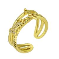 Cubic Zirconia Micro Pave Brass Finger Ring, gold color plated, Adjustable & micro pave cubic zirconia, US Ring 