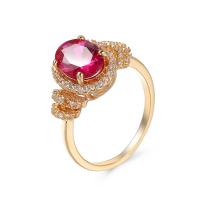 Anneau de cuivre de Zircon, laiton, avec zircon cubique, Placage de couleur d'or, normes différentes pour le choix & pour femme Vendu par PC