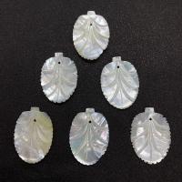 White Lip Shell Pendant, Leaf, Carved, white 