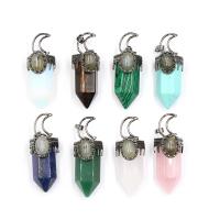 Gemstone Jewelry Pendant, Natural Stone, with Iron, Conical, silver color plated & Unisex 