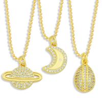 Collier en laiton cubique Zircon Micro Pave, Placage de couleur d'or, styles différents pour le choix & pavé de micro zircon, doré .13 mm, Vendu par PC