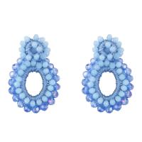 Boucle d'oreille de goutte en cristal, avec Fibre de polyester & laiton, bijoux de mode, plus de couleurs à choisir Vendu par paire