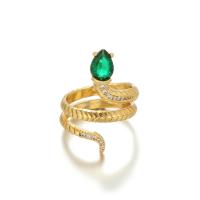 Zinc Alloy Finger Ring, Snake, gold color plated, adjustable & micro pave cubic zirconia & for woman US Ring 