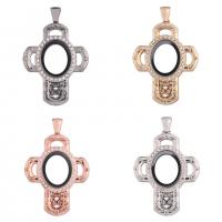 Zinc Alloy Floating Charm Pendant, with Magnet & Glass & Rhinestone, Cross, plated, Unisex 