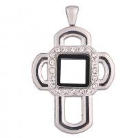 Zinc Alloy Floating Charm Pendant, with Magnet & Glass & Rhinestone, Cross, plated, Unisex 