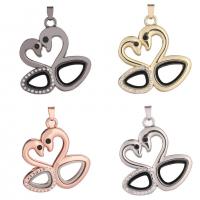 Zinc Alloy Floating Charm Pendant, with Magnet & Glass & Rhinestone, Swan, plated, Unisex 