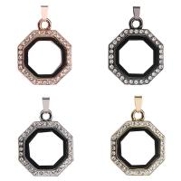 Zinc Alloy Floating Charm Pendant, with Magnet & Glass & Rhinestone, Hexagon, plated, Unisex 