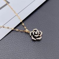 Collier de bijoux de titane, Acier titane, avec 1.57inch chaînes de rallonge, fleur, pour femme & avec strass, doré Environ 19.69 pouce, Vendu par PC