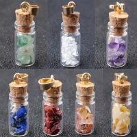 Colgantes de Gemas Mixta, Piedras preciosas, con tapón de madera & Vidrio & aleación de zinc, chapado en color dorado, Joyería & diferentes materiales para la opción, más colores para la opción, 15x35mm, Vendido por UD