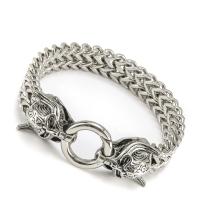 304 Stainless Steel Bracelet, Dragon, polished, for man, original color, 225mm 