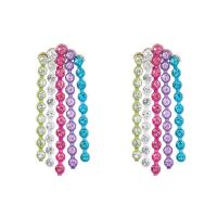 Moda flecos pendientes, aleación de zinc, Joyería & para mujer & con diamantes de imitación, multicolor, 88x29mm, Vendido por Par