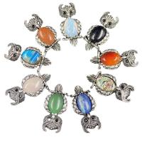 Gemstone Jewelry Pendant, Natural Stone, with Zinc Alloy, Owl, silver color plated & Unisex 