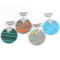 Gemstone Zinc Alloy Pendants, with Gemstone, Round 