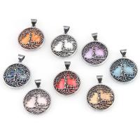 Gemstone Zinc Alloy Pendants, with Gemstone, Round 