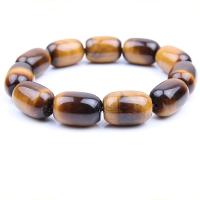 Tiger Eye Stone Bracelets, Drum, polished, anti-fatigue & for man, mixed colors .5 Inch 