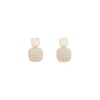 Boucle d'oreille en alliage de zinc en plastique perle, avec perle de plastique, fade et jamais plaqué de haute qualité, bijoux de mode & pour femme & émail, doré Vendu par paire