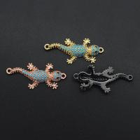 Cubic Zirconia Micro Pave Brass Connector, Gecko, plated, fashion jewelry & micro pave cubic zirconia 