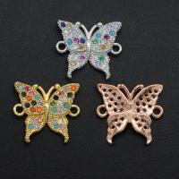 Cubic Zirconia Micro Pave Brass Connector, Butterfly, plated, fashion jewelry & micro pave cubic zirconia 