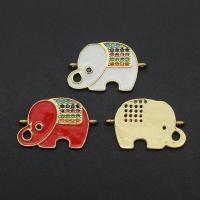 Cubic Zirconia Micro Pave Brass Connector, Elephant, plated, fashion jewelry & micro pave cubic zirconia 