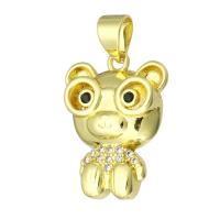 Cubic Zirconia Micro Pave Brass Pendant, Cartoon, gold color plated, micro pave cubic zirconia Approx 3mm 