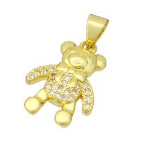 Cubic Zirconia Micro Pave Brass Pendant, Bear, gold color plated, micro pave cubic zirconia Approx 3mm 