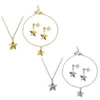 Fashion Stainless Steel Jewelry Sets, bracelet & earring & necklace, Star, plated, for woman Approx 19.5 Inch, Approx 8.5 Inch 