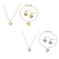 Fashion Stainless Steel Jewelry Sets, bracelet & earring & necklace, Heart, plated, for woman Approx 19.5 Inch, Approx 8 Inch 