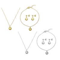 Fashion Stainless Steel Jewelry Sets, bracelet & earring & necklace, plated, for woman Approx 19.5 Inch, Approx 8.3 Inch 