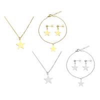 Fashion Stainless Steel Jewelry Sets, bracelet & earring & necklace, Star, plated, for woman Approx 19.5 Inch, Approx 8.5 Inch 