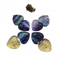 Natural Fluorite Pendant, Heart, polished, no hole, mixed colors 