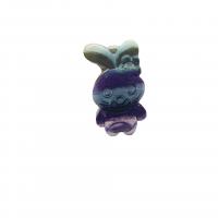 Natural Fluorite Pendant, Rabbit, Carved, mixed colors 