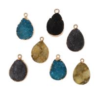 Ice Quartz Agate Pendants, Brass, with Ice Quartz Agate, Teardrop 