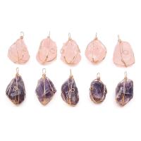 Natural Quartz Pendants, Stainless Steel, with Quartz, irregular 