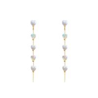 Fashion Create Jewelry Earring, Brass, with Plastic Pearl & Acrylic, fashion jewelry & for woman, white 