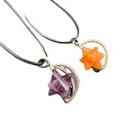 Gemstone Jewelry Pendant, Natural Stone, with Zinc Alloy, platinum color plated, rotatable & Unisex 15-17mmx30-35mm 