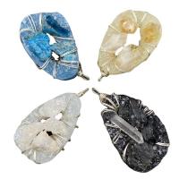 Gemstone Jewelry Pendant, Resin, with Natural Stone & Iron, irregular, platinum color plated & Unisex 30-35mmx50-53mm 