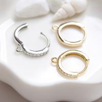 Brass Huggie Hoop Earring Finding, plated, DIY & micro pave cubic zirconia 14mm 