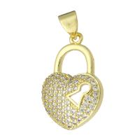 Cubic Zirconia Micro Pave Brass Pendant, Heart, gold color plated, micro pave cubic zirconia Approx 3mm 