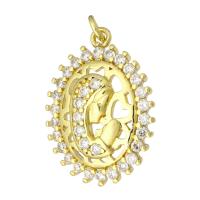 Cubic Zirconia Micro Pave Brass Pendant, gold color plated, micro pave cubic zirconia Approx 1mm 