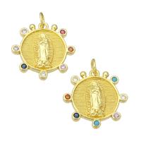 Cubic Zirconia Micro Pave Brass Pendant, gold color plated, micro pave cubic zirconia Approx 2mm 